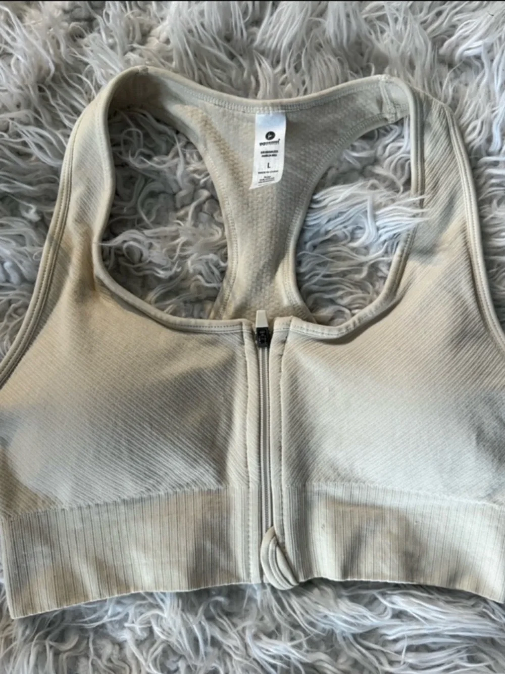 NWOT 90 Degrees by Reflex Nude Zip Front Sports Bra